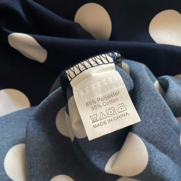 Woman’s Navy Blue White Dots Dress - Picture 5 of 6